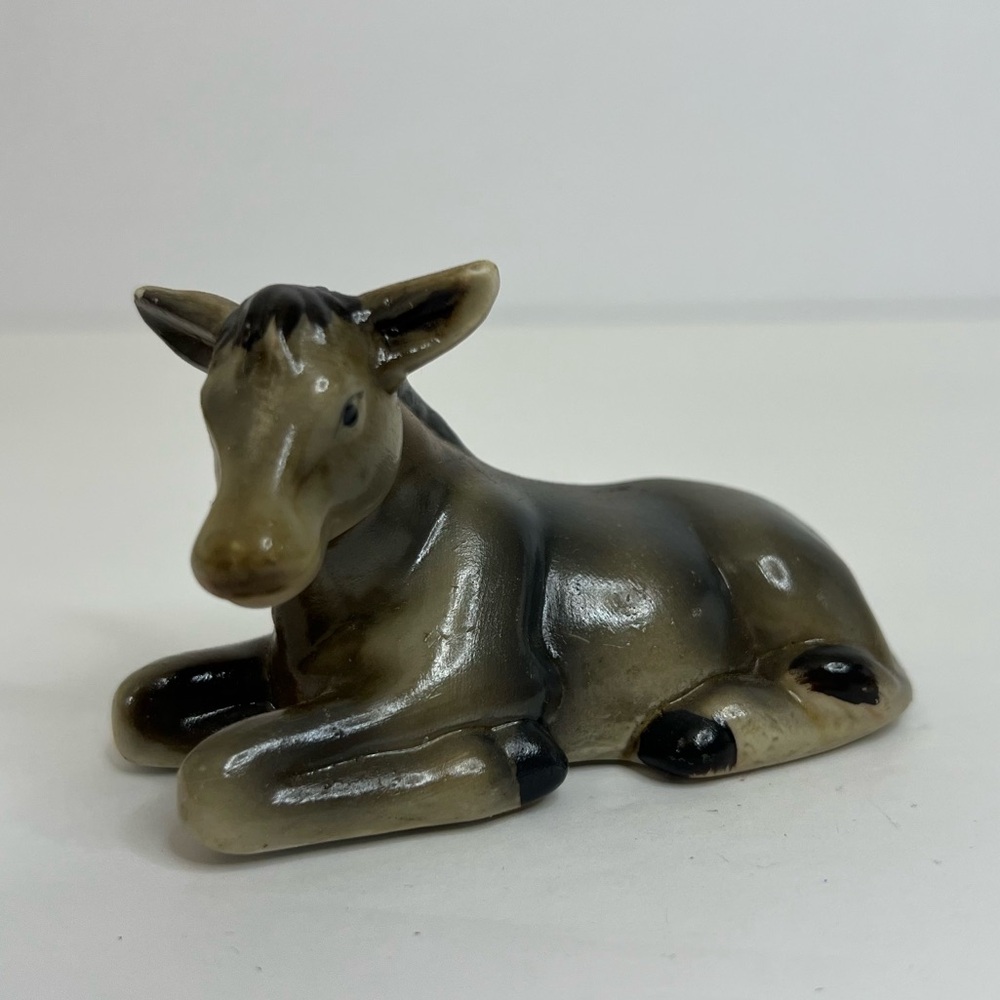 Holiday By Kirklands Nativity Set Hand Painted Replacement Donkey Gray Laying